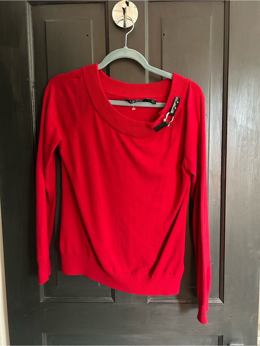 Ralph Lauren Red Crewneck Sweater with Signature Label